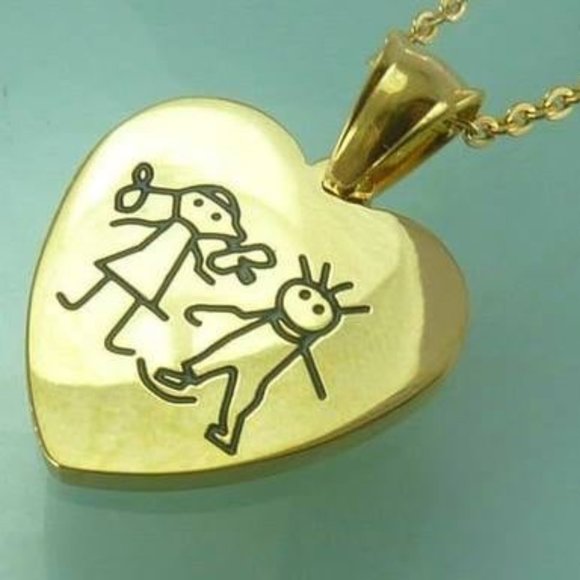 Artisan Made Mothers Stainless Steel Necklace with a little girl and boy - Picture 1 of 1